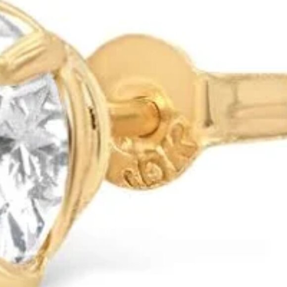 10k Solid Gold 5mm Cubic Zirconia Stud Earrings New - Picture 1 of 5